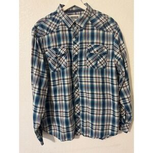 Mountain‎ Khakis Mens Plaid Flannel Shirt Long Sleeve Button Up Teal XL